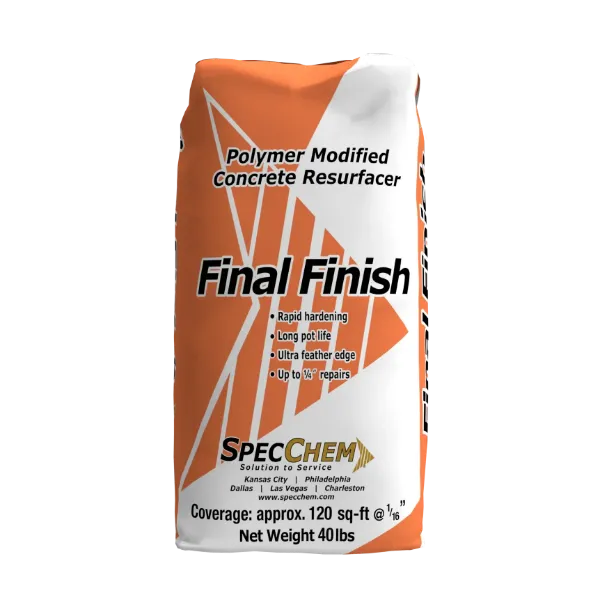 SpecChem Final Finish Polymer Modified ReSurfacing Rubb Mortar Horizontal-Vertical-Overhead 40lb Bag
