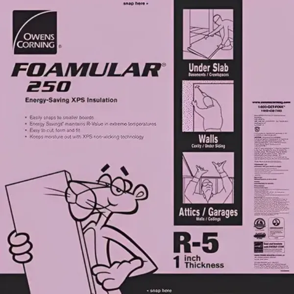 Owens Corning Foamular 250 = 25psi XPS 1" x 4' x 8' Pink NGX SE Scored 16"oc & 24"oc