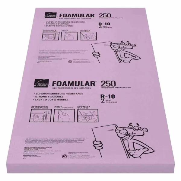 Owens Corning Foamular 250 = 25psi XPS 2" x 4' x 8' Pink NGX SE Scored 16"oc & 24"oc